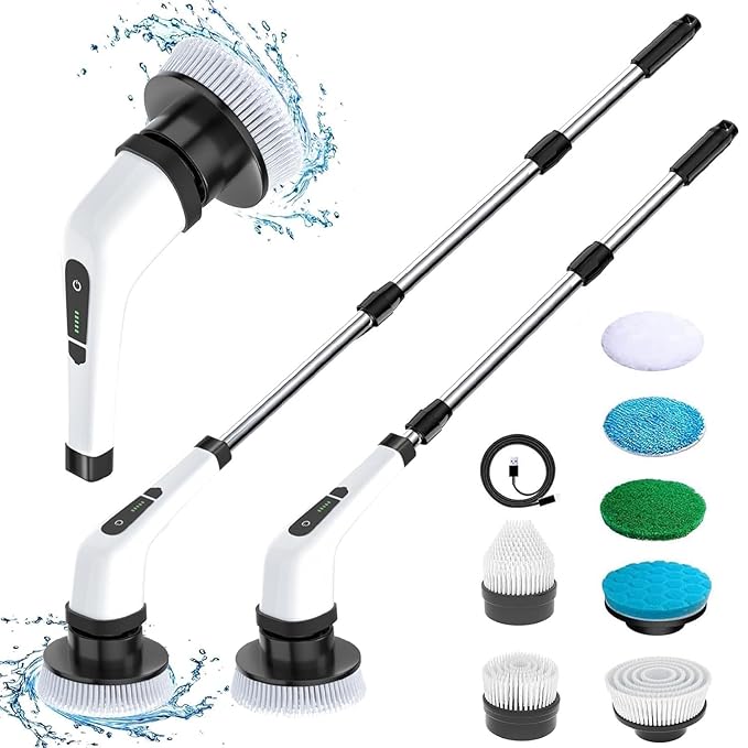 Electric Mop for Floor Cleaning with 7 in 1 Replaceable Brush Heads