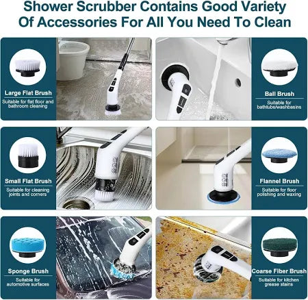 Electric Mop for Floor Cleaning with 7 in 1 Replaceable Brush Heads
